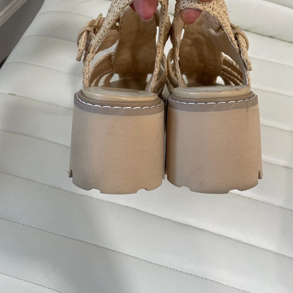 Dolce Vita Size 8 • Beige Raffia Platform Sandals Ankle Strap Boho Summer - Picture 7 of 9